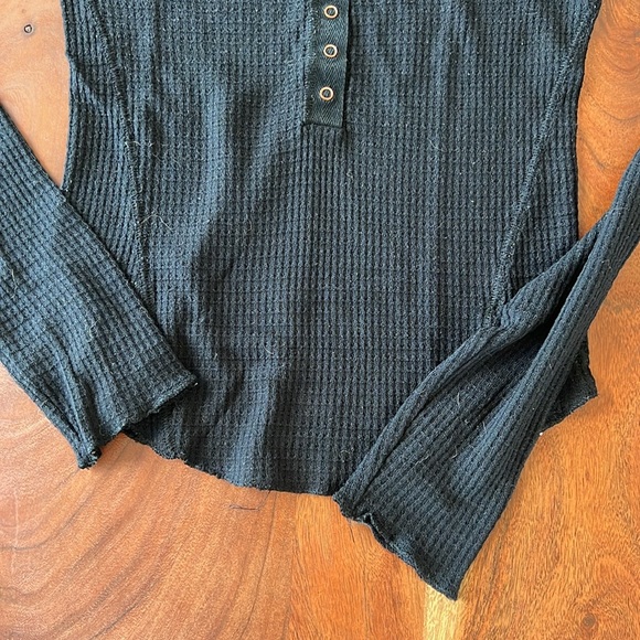 FP Movement Black Waffle Button Top - Picture 3 of 4
